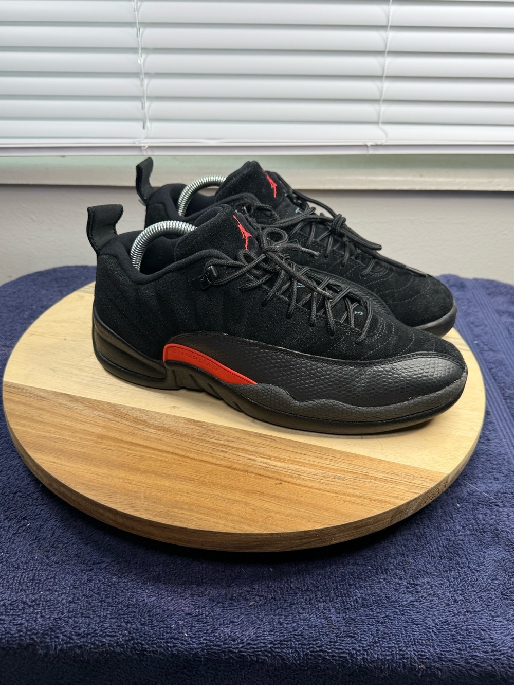 Jordan 12 Retro Low-Top Black/Red Athletic Sneakers (Men’s 8)